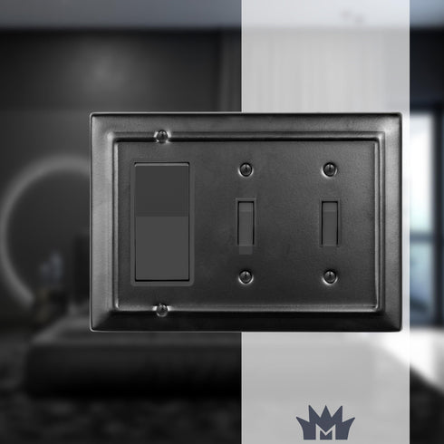 Architectural Combo Toggle / Rocker Light Switch Wall Plate - Black